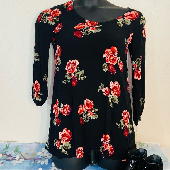 Full tilt long sleeve floral mini dress sz xs - Picture 4 of 8
